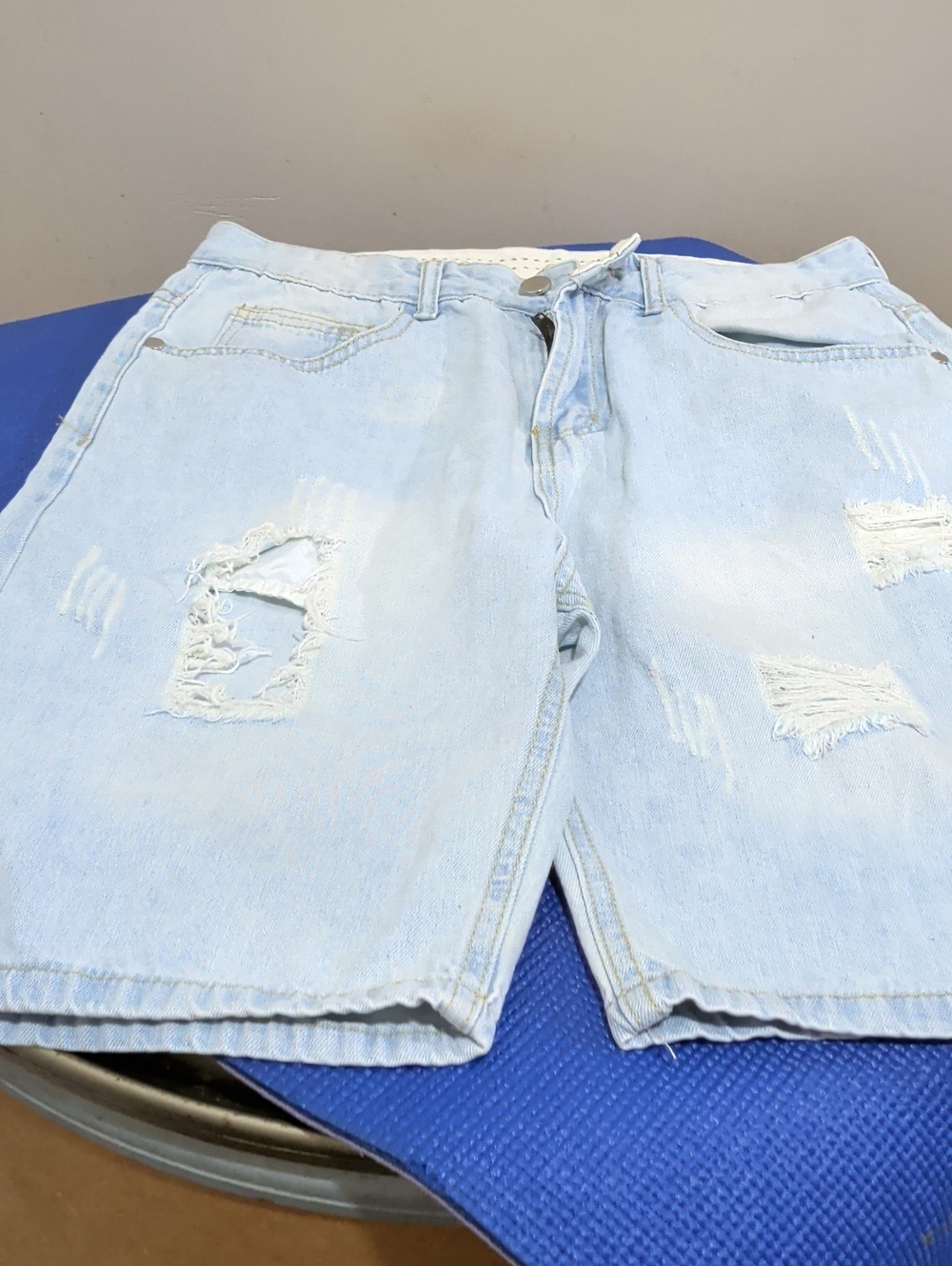 Light Blue Men's Distressed Denim Shorts